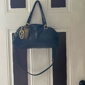 Onna Ehrlich Derin Black Pebbled Leather Handbag With Gold